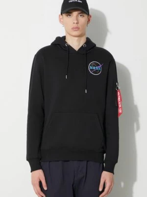 Alpha Industries bluza męska kolor czarny z kapturem z aplikacją