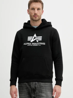 Alpha Industries bluza męska kolor czarny z kapturem z nadrukiem 146343.423