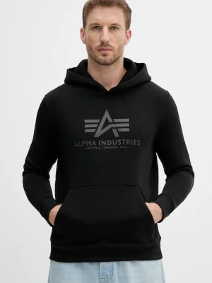 Alpha Industries bluza męska kolor czarny z kapturem z nadrukiem 146343.515