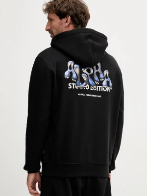 Alpha Industries bluza męska kolor czarny z kapturem z nadrukiem 156339.03