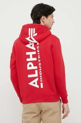 Alpha Industries bluza męska kolor czerwony z kapturem z nadrukiem 178318.328-SpeedRed