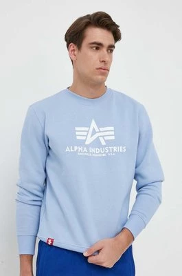 Alpha Industries bluza męska kolor niebieski z nadrukiem