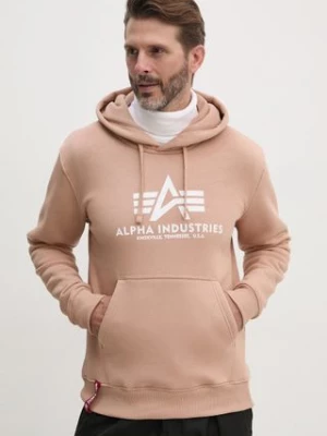 Alpha Industries bluza męska kolor różowy z kapturem z nadrukiem