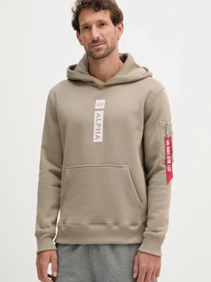 Alpha Industries bluza męska kolor zielony z kapturem z nadrukiem 146338.679