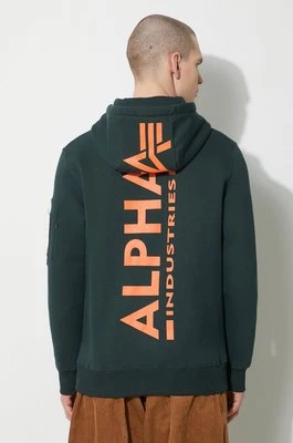 Alpha Industries bluza męska kolor zielony z kapturem z nadrukiem