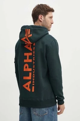 Alpha Industries bluza męska kolor zielony z kapturem z nadrukiem