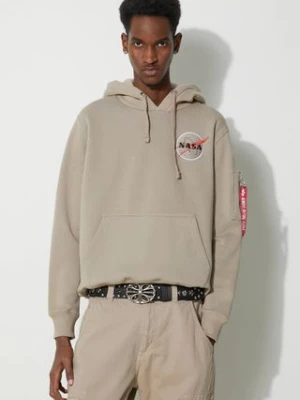 Alpha Industries bluza NASA Orbit Hoody męska kolor beżowy z kapturem z aplikacją 146339