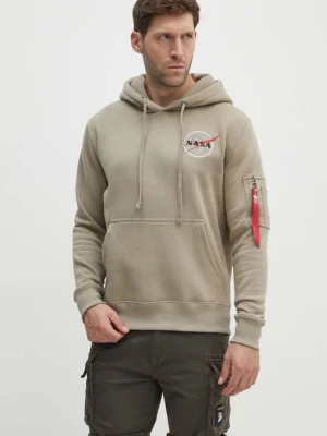 Alpha Industries bluza NASA Orbit Hoody męska kolor beżowy z kapturem z aplikacją 146339