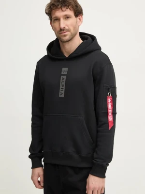 Alpha Industries bluza PP Hoody męska kolor czarny z kapturem z nadrukiem 146338
