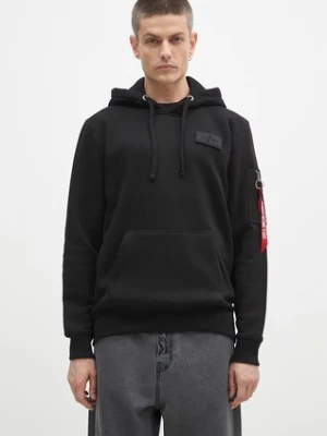 Alpha Industries bluza Red Stripe Hoody męska kolor czarny z kapturem z nadrukiem 178314.95