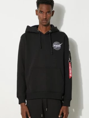 Alpha Industries bluza Space Shuttle Hoody męska kolor czarny z kapturem z nadrukiem 178317.03