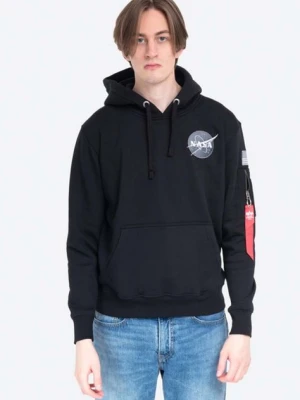 Alpha Industries bluza Space Shuttle Hoody męska kolor czarny z kapturem z nadrukiem 178317.03