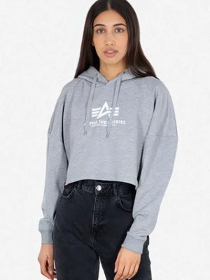 Alpha Industries bluza Sweats & Hoodys damska kolor szary z kapturem z nadrukiem 116057.230-SZARY