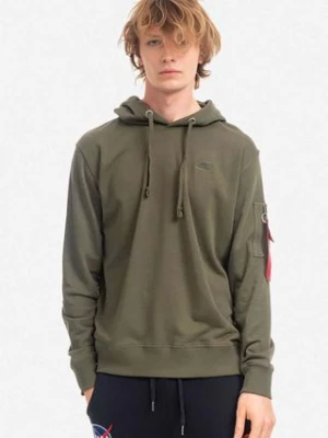 Alpha Industries bluza X-Fit Hoody męska kolor zielony z kapturem gładka 158321.257