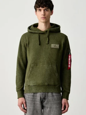 Alpha Industries bluza z kapturem męska z bawełną Backprint Vintage zielony