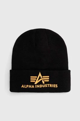 Alpha Industries czapka 3D Beanie kolor czarny z cienkiej dzianiny 168910.583