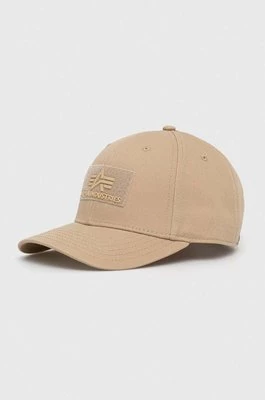 Alpha Industries czapka bawełniana kolor beżowy z aplikacją 168903.14-Sand