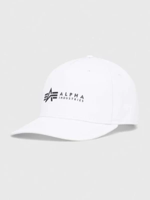 Alpha Industries czapka bawełniana kolor biały z nadrukiem 126912.09-White