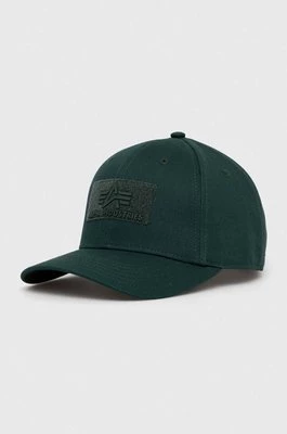 Alpha Industries czapka bawełniana kolor zielony z aplikacją 168903.610-NavyGreen