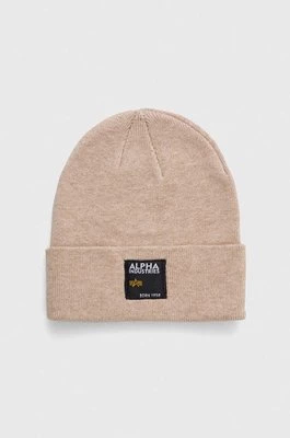 Alpha Industries czapka kolor beżowy z grubej dzianiny