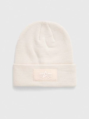 Alpha Industries czapka kolor beżowy z grubej dzianiny