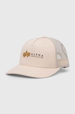 Alpha Industries czapka kolor beżowy z nadrukiem 106901.578-StreamWhit