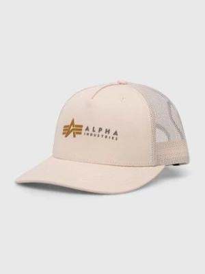 Alpha Industries czapka kolor beżowy z nadrukiem 106901.578-StreamWhit