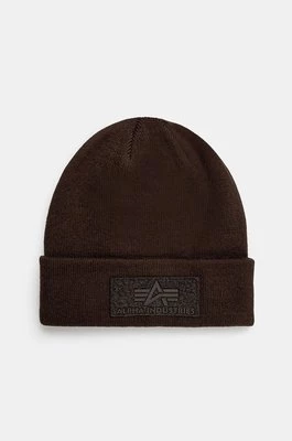 Alpha Industries czapka kolor brązowy z grubej dzianiny