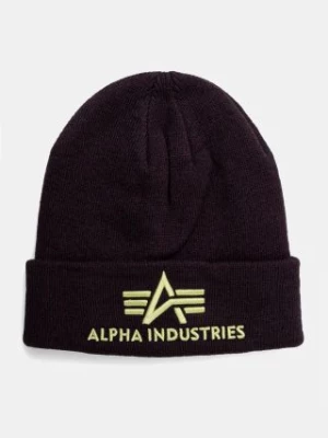 Alpha Industries czapka kolor fioletowy z cienkiej dzianiny