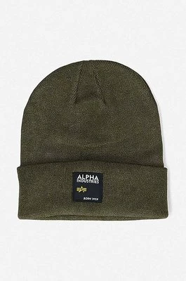 Alpha Industries czapka Label Beanie kolor zielony 118934.369-ZIELONY