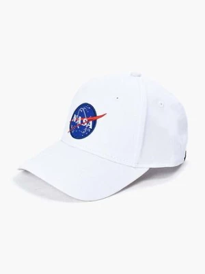 Alpha Industries czapka z daszkiem bawełniana NASA Cap kolor biały z aplikacją 186903.09-BIALY