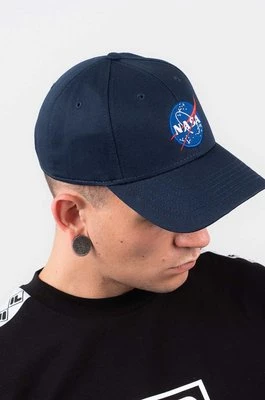 Alpha Industries czapka z daszkiem bawełniana NASA Cap kolor granatowy z aplikacją 186903.07-GRANATOWY