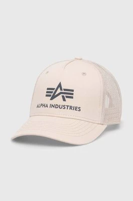 Alpha Industries czapka z daszkiem kolor beżowy z nadrukiem