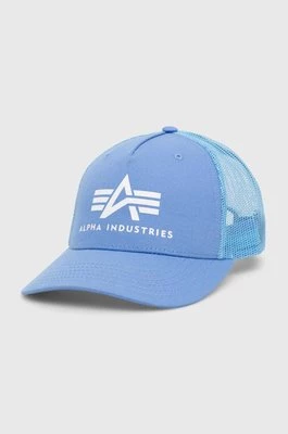 Alpha Industries czapka z daszkiem kolor niebieski z nadrukiem