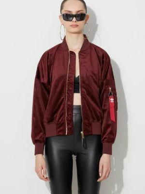 Alpha Industries kurtka bomber MA-1 OS Velvet damski kolor bordowy