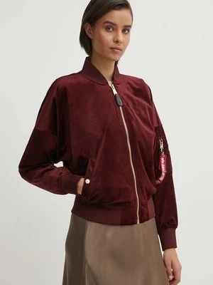 Alpha Industries kurtka bomber MA-1 OS Velvet damski kolor bordowy