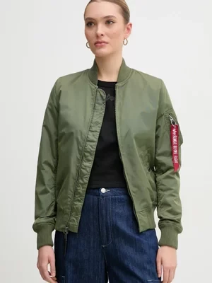 Alpha Industries kurtka bomber MA-1 TT 141041 01 damski kolor zielony przejściowa 141041.01-ZIELONY