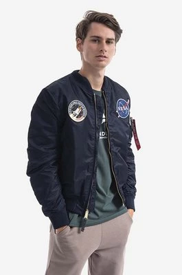 Alpha Industries kurtka bomber MA-1 VF NASA LP męski kolor granatowy przejściowa 166107LP.07-GRANATOWY