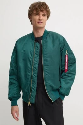 Alpha Industries kurtka bomber męski kolor zielony zimowa