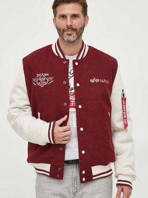 Alpha Industries kurtka bomber Varsity Air Force Jacket męski kolor bordowy przejściowa