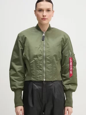 Alpha Industries kurtka bomber Waisted MA-1 Wmn damski kolor zielony przejściowa 148003