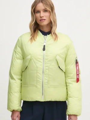 Alpha Industries kurtka damska kolor zielony zimowa oversize 148004