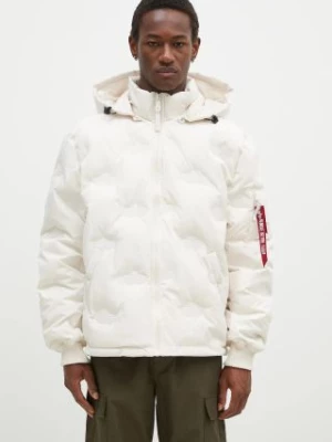 Alpha Industries kurtka Hooded Logo męska kolor beżowy zimowa oversize 108107.578-KREMOWY