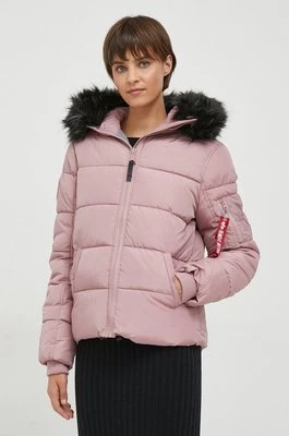 Alpha Industries kurtka Hooded Puffer Wmn damska kolor różowy zimowa
