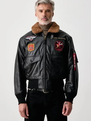 Alpha Industries kurtka męska z imitacji skóry G-1 Devils Brigade Faux Leather Bomber czarny