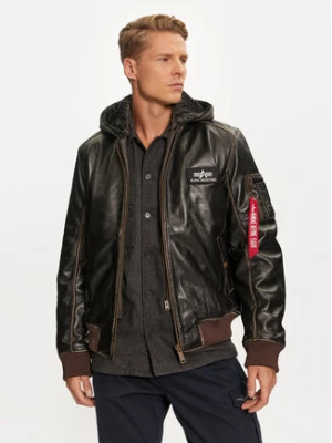 Alpha Industries Kurtka skórzana 193129 Brązowy Regular Fit