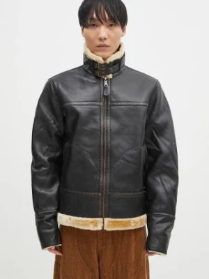 Alpha Industries kurtka skórzana B3 Leather męska kolor brązowy przejściowa 148114