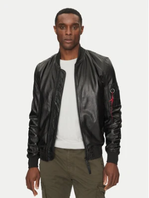 Alpha Industries Kurtka skórzana Ma-1 156141 Czarny Slim Fit