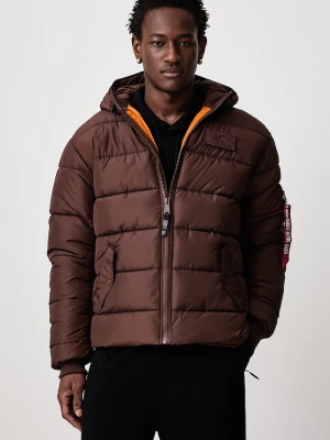 Alpha Industries kurtka zimowa męska Hooded Puffer Alpha Faux Down brązowy