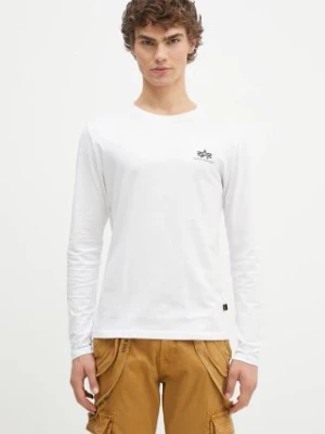 Alpha Industries longsleeve bawełniany Basic kolor biały z nadrukiem 198517.09-BIALY